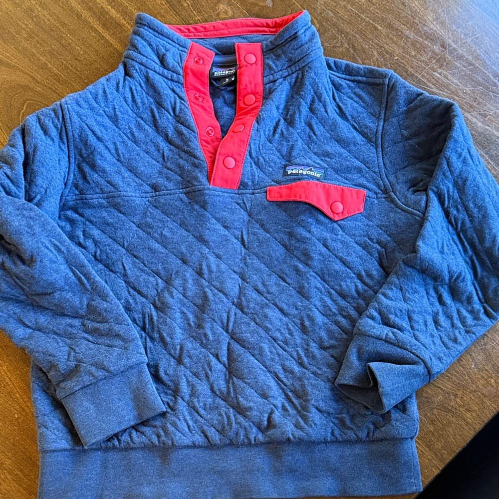 Patagonia Kids Blue and Red Quilted Pullover